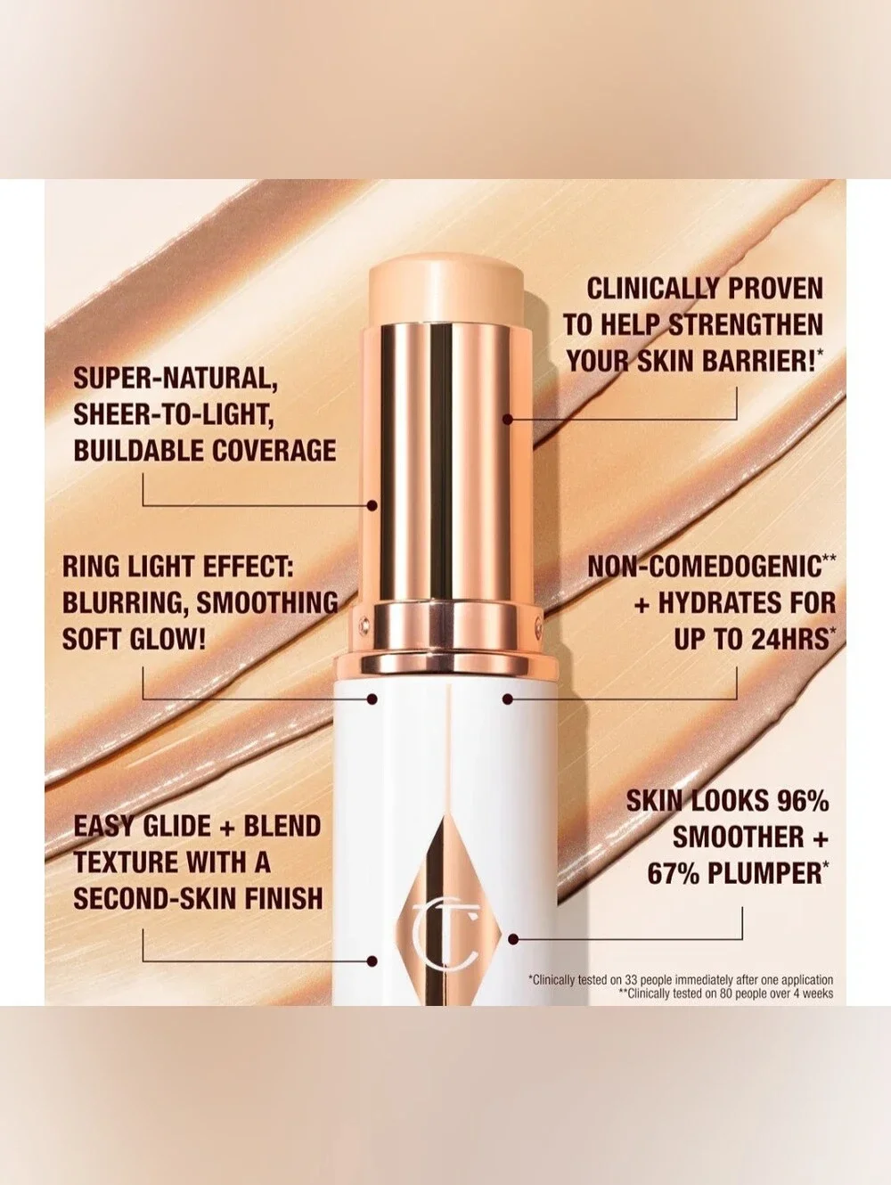 Charlotte Tilbury Unreal Skin Tint & Sheer Glow Tan .31oz New